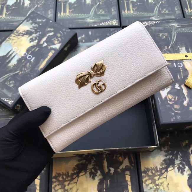 Gucci Leather zip around wallet with bow 524290 white