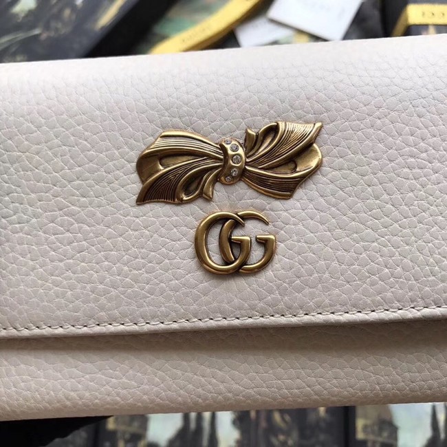 Gucci Leather zip around wallet with bow 524290 white