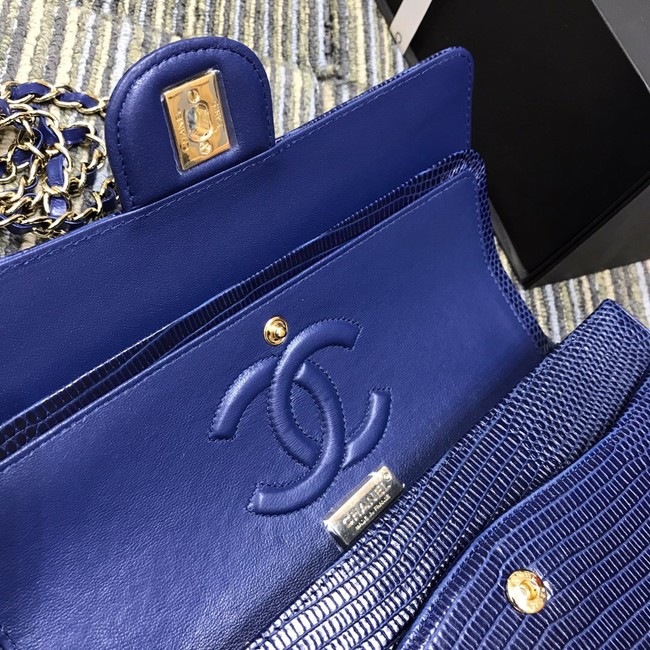 Chanel Classic Handbag Original Lizard & Gold-Tone Metal A01112 blue