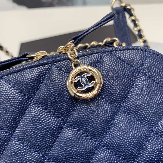 Chanel Grained Calfskin & Gold-Tone Metal backpack AS0003 blue