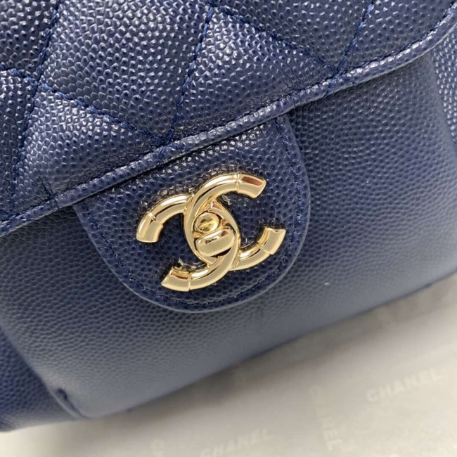 Chanel Grained Calfskin & Gold-Tone Metal backpack AS0003 blue