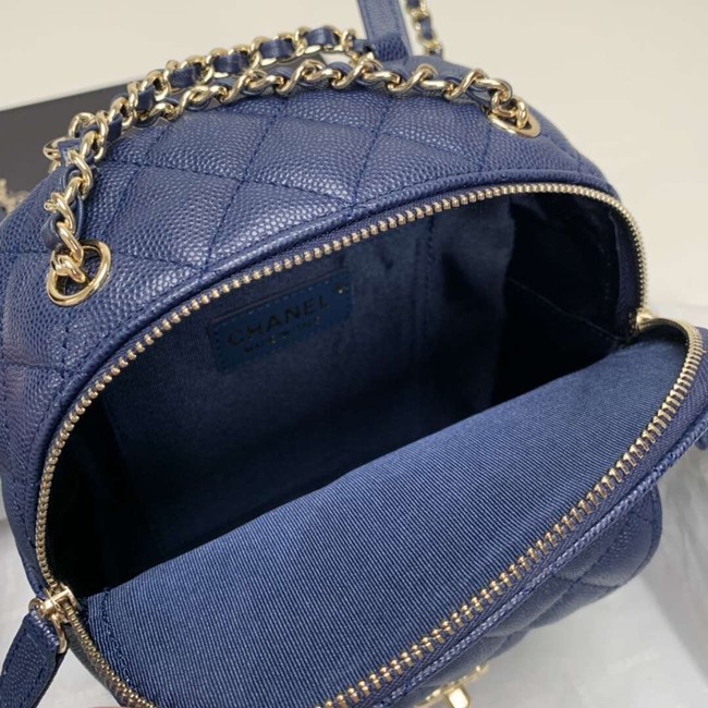 Chanel Grained Calfskin & Gold-Tone Metal backpack AS0003 blue