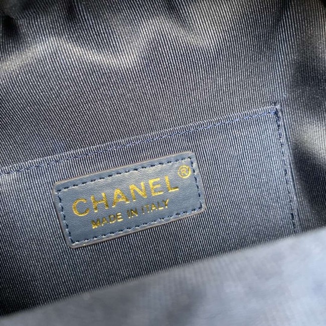 Chanel Grained Calfskin & Gold-Tone Metal backpack AS0003 blue