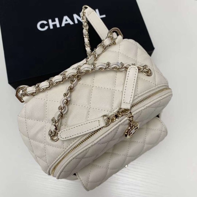 Chanel Grained Calfskin & Gold-Tone Metal backpack AS0004 creamy-white