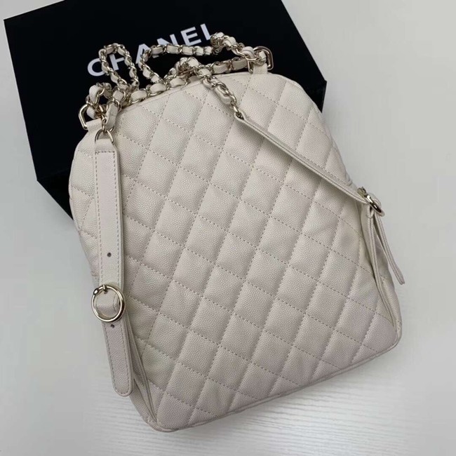 Chanel Grained Calfskin & Gold-Tone Metal backpack AS0004 creamy-white