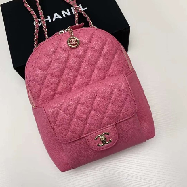 Chanel Grained Calfskin & Gold-Tone Metal backpack AS0004 rose