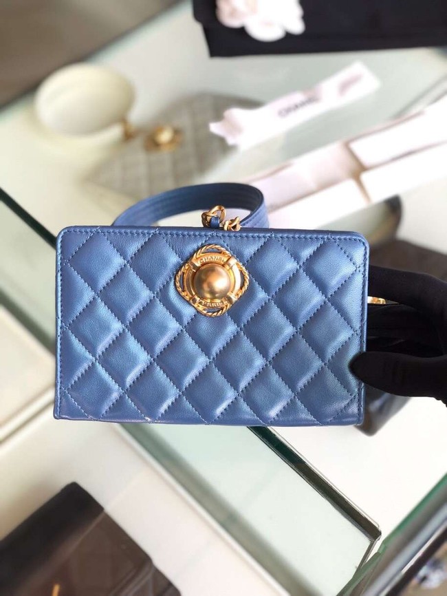 Chanel clutch Lambskin & Gold-Tone Metal AS0178 blue