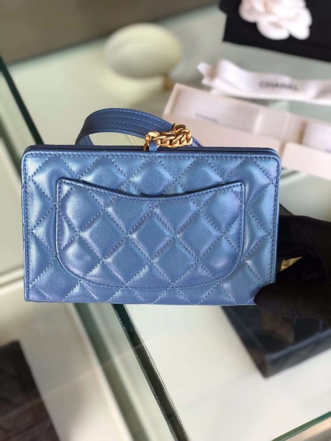 Chanel clutch Lambskin & Gold-Tone Metal AS0178 blue