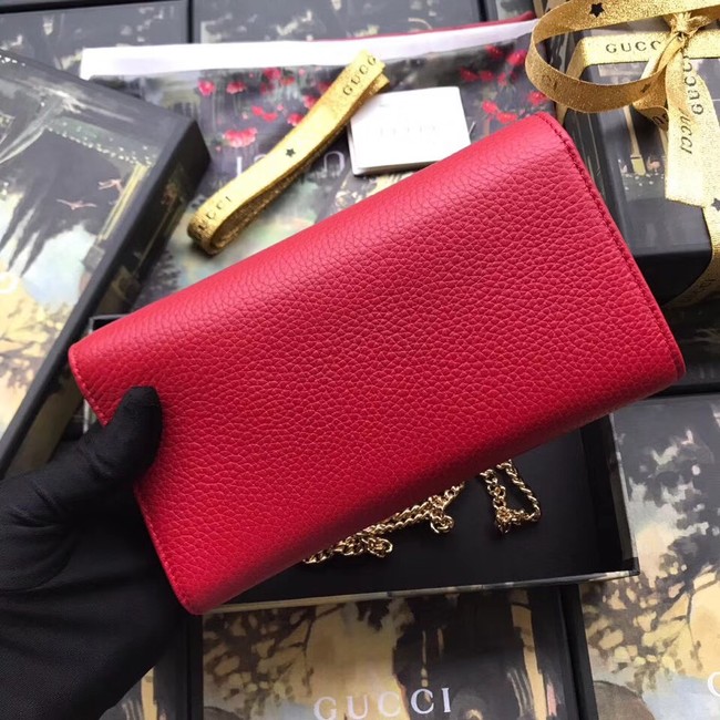 Gucci GG Marmont leather chain wallet 546585 Hibiscus red