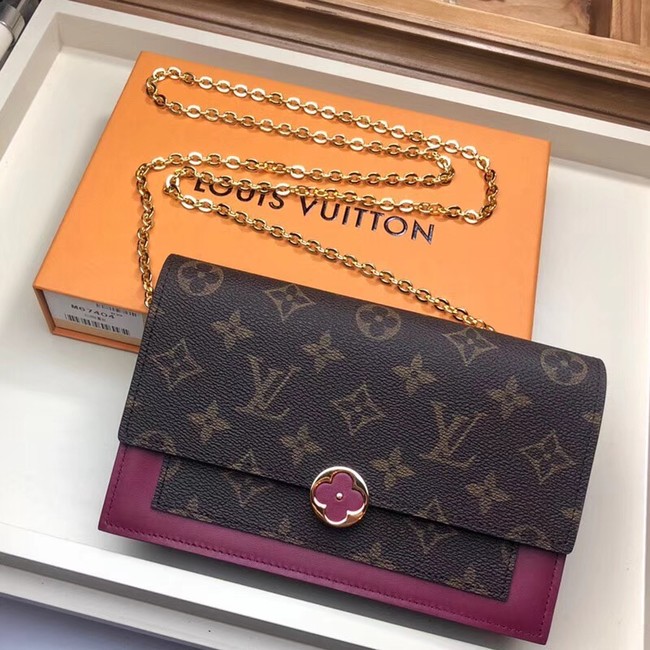 Louis Vuitton Monogram Canvas FLORE Chain Wallet M67404 Lie De Vin