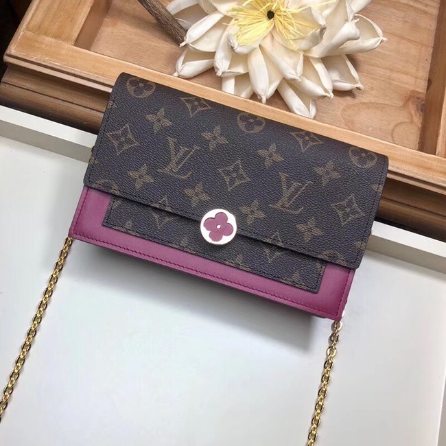 Louis Vuitton Monogram Canvas FLORE Chain Wallet M67404 Lie De Vin