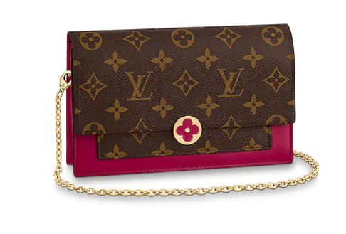 Louis Vuitton Monogram Canvas FLORE Chain Wallet M67404 Lie De Vin