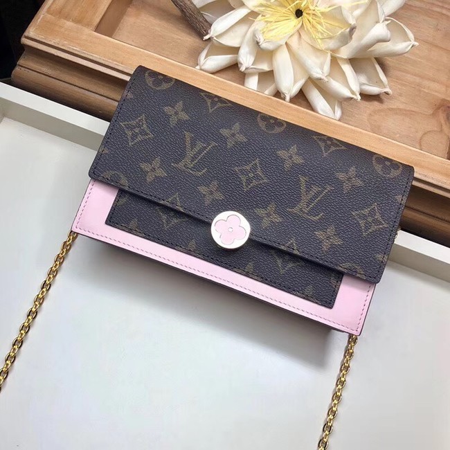 Louis Vuitton Monogram Canvas FLORE Chain Wallet M67405 pink