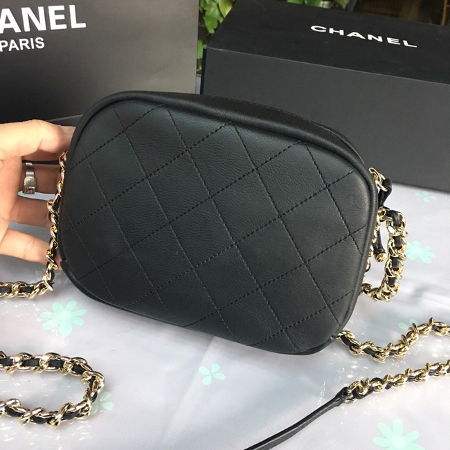 Chanel camera case Lambskin & Gold-Tone Metal AS0137 black