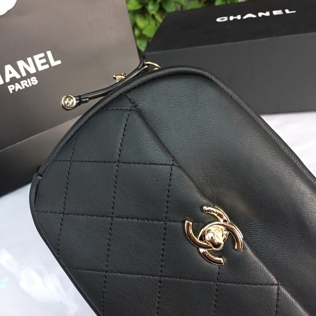 Chanel camera case Lambskin & Gold-Tone Metal AS0137 black