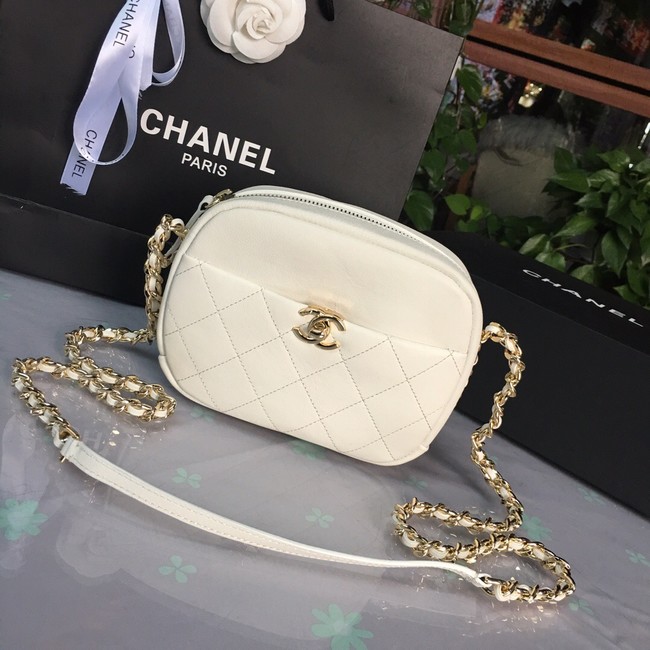 Chanel camera case Lambskin & Gold-Tone Metal AS0137 white