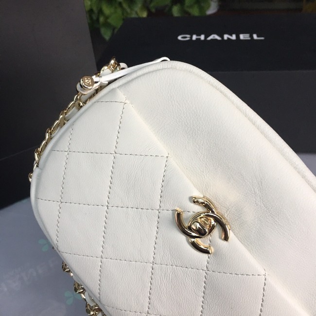 Chanel camera case Lambskin & Gold-Tone Metal AS0137 white