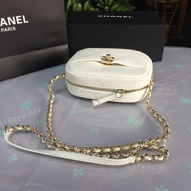 Chanel camera case Lambskin & Gold-Tone Metal AS0137 white