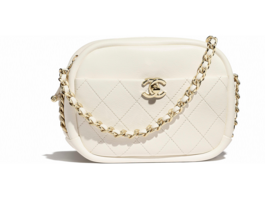 Chanel camera case Lambskin & Gold-Tone Metal AS0137 white