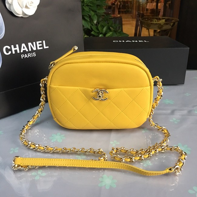 Chanel camera case Lambskin & Gold-Tone Metal AS0137 yellow