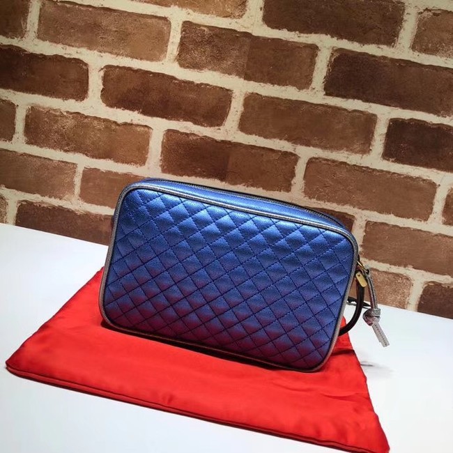 Gucci Calfskin Leather Clutch bag 447632 blue&red&silver