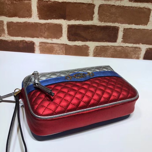 Gucci Calfskin Leather Clutch bag 447632 blue&red&silver