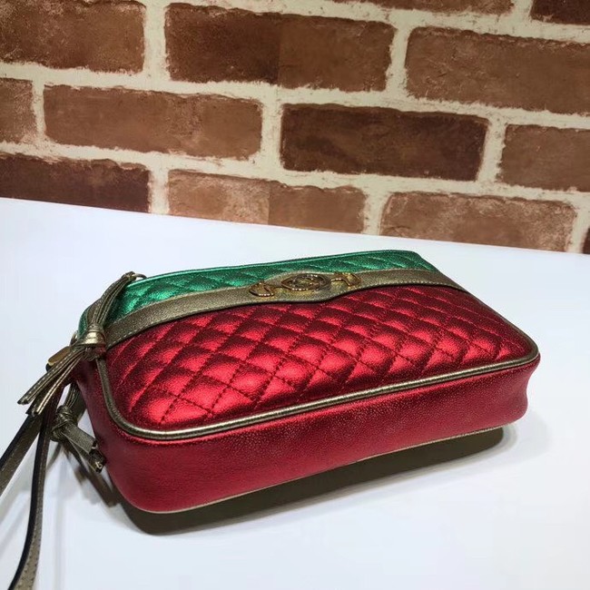 Gucci Calfskin Leather Clutch bag 447632 red&Gold&Green