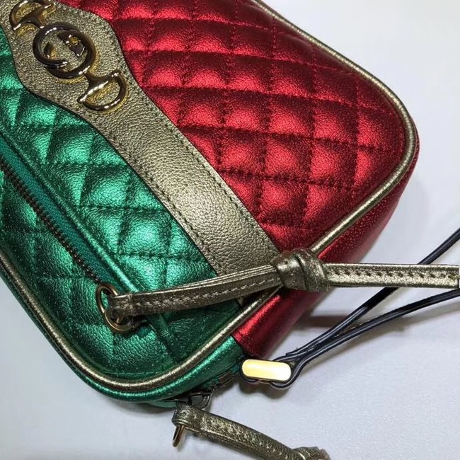 Gucci Calfskin Leather Clutch bag 447632 red&Gold&Green