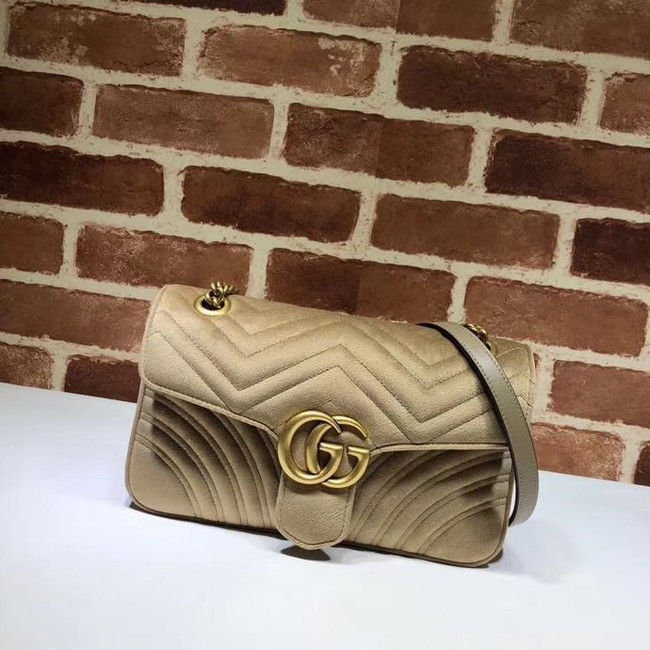 Gucci GG Marmont velvet medium shoulder bag 443497 Khaki