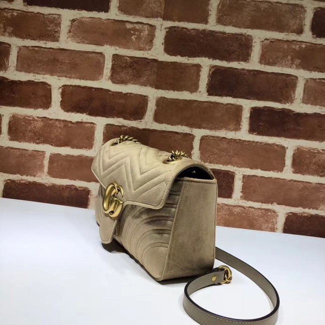 Gucci GG Marmont velvet medium shoulder bag 443497 Khaki