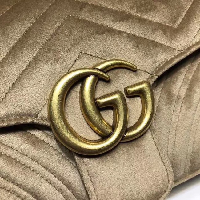 Gucci GG Marmont velvet medium shoulder bag 443497 Khaki