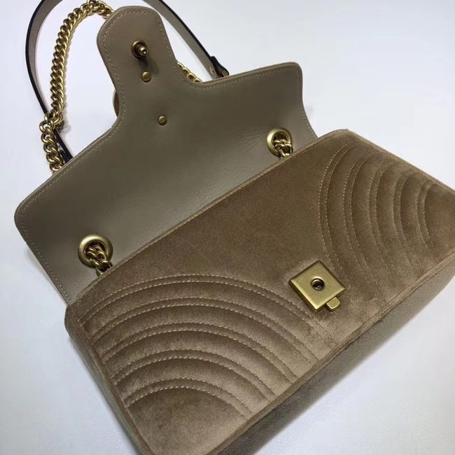 Gucci GG Marmont velvet medium shoulder bag 443497 Khaki