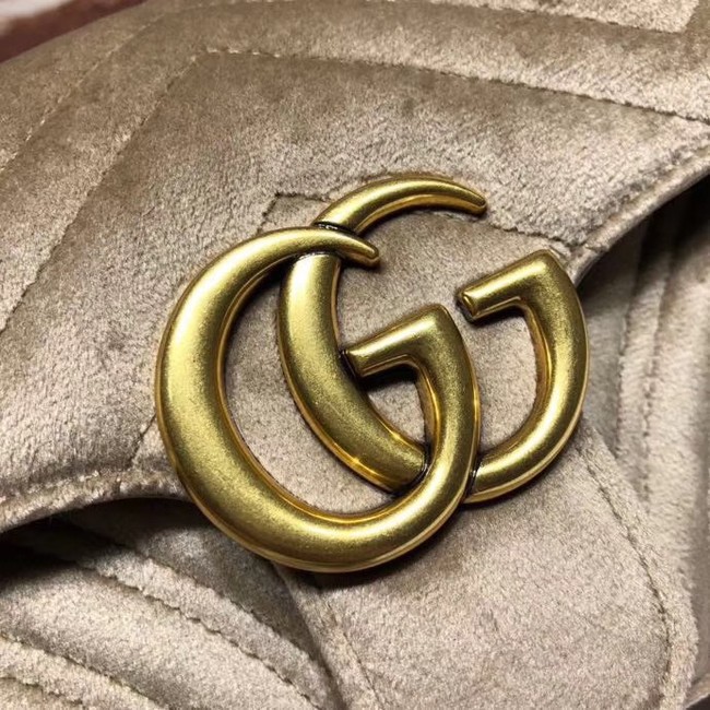 Gucci Velvet GG Shoulder Bag 446744 Khaki