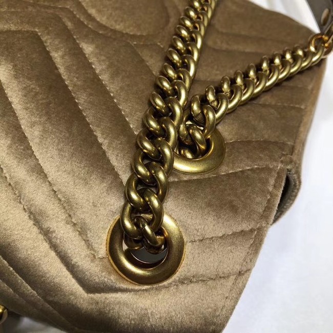 Gucci Velvet GG Shoulder Bag 446744 Khaki