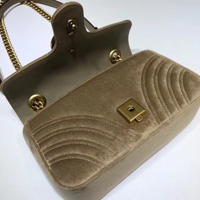 Gucci Velvet GG Shoulder Bag 446744 Khaki