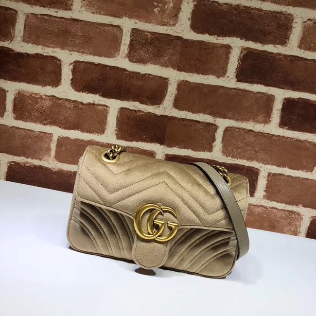 Gucci Velvet GG Shoulder Bag 446744 Khaki