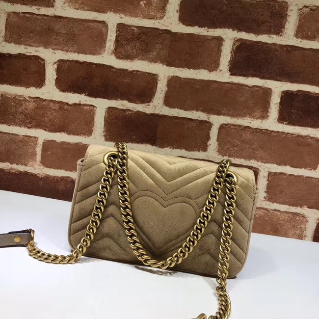 Gucci Velvet GG Shoulder Bag 446744 Khaki