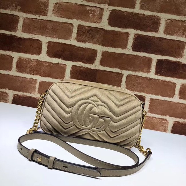 GucciGG Marmont velvet small shoulder bag 447632 Khaki