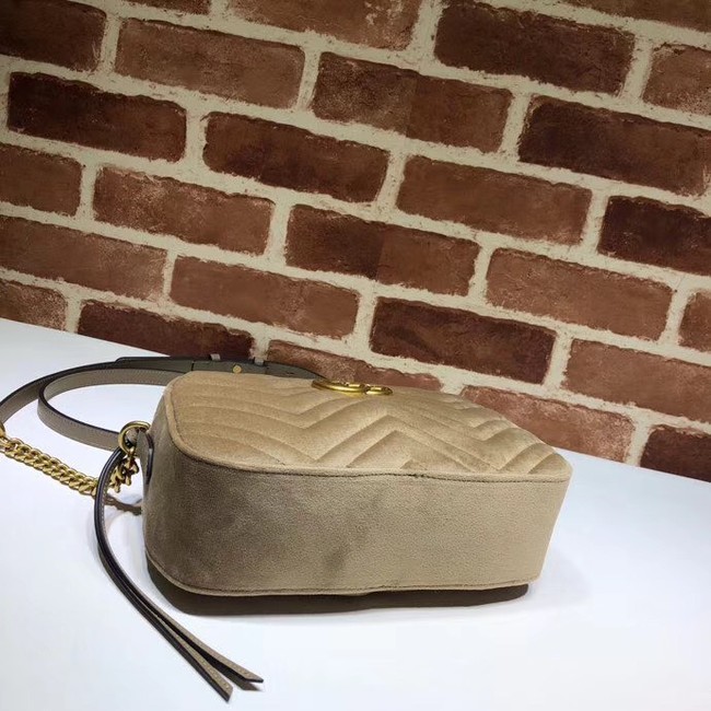 GucciGG Marmont velvet small shoulder bag 447632 Khaki