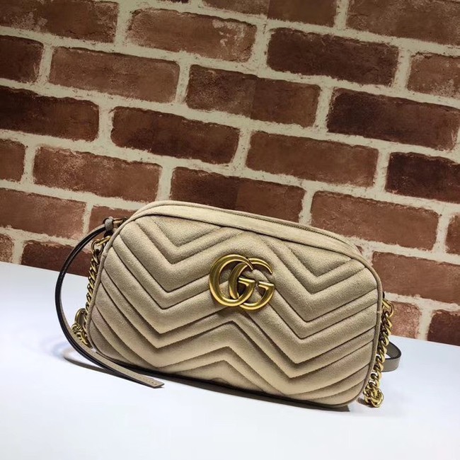 GucciGG Marmont velvet small shoulder bag 447632 Khaki