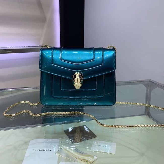 BVLGARI Serpenti Forever metallic-leather shoulder bag 34559 blue