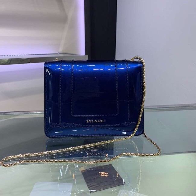 BVLGARI Serpenti Forever metallic-leather shoulder bag 34559 dark blue