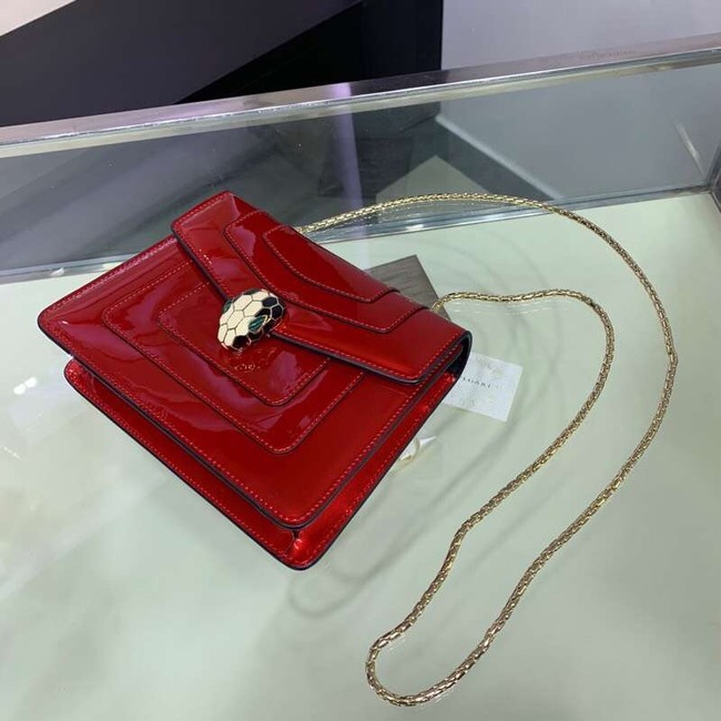 BVLGARI Serpenti Forever metallic-leather shoulder bag 34559 red