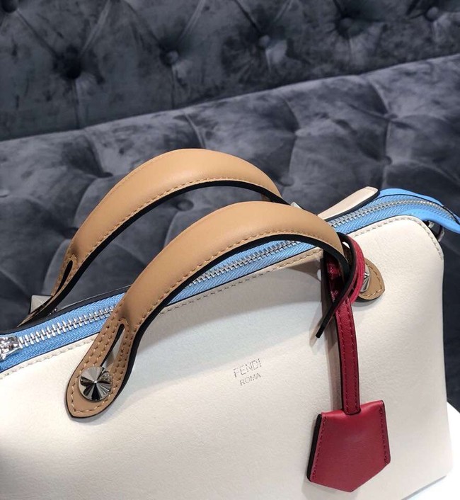 FENDI BY THE WAY REGULAR Small multicoloured leather Boston bag 8BL1245 cream&brown