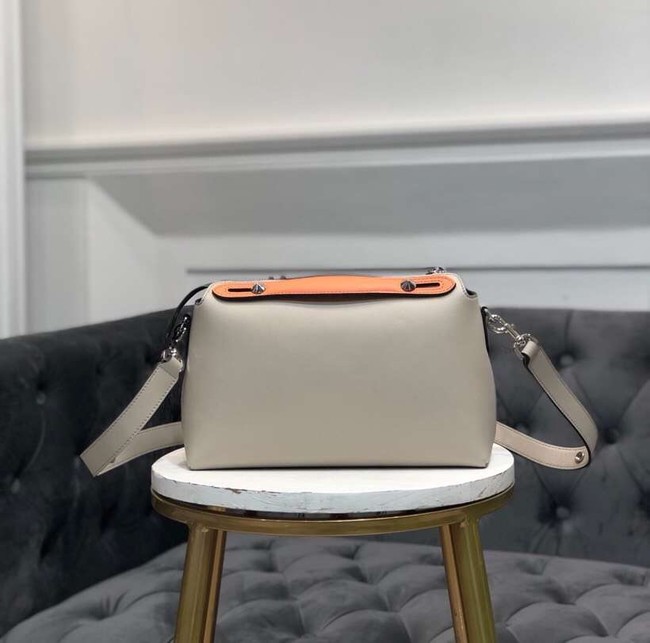 FENDI BY THE WAY REGULAR Small multicoloured leather Boston bag 8BL1245 cream&orange