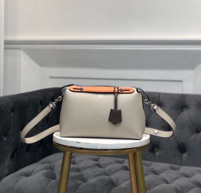 FENDI BY THE WAY REGULAR Small multicoloured leather Boston bag 8BL1245 cream&orange