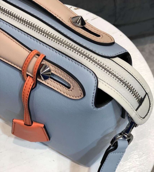 FENDI BY THE WAY REGULAR Small multicoloured leather Boston bag 8BL1245 sky blue&cream