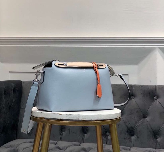 FENDI BY THE WAY REGULAR Small multicoloured leather Boston bag 8BL1245 sky blue&cream