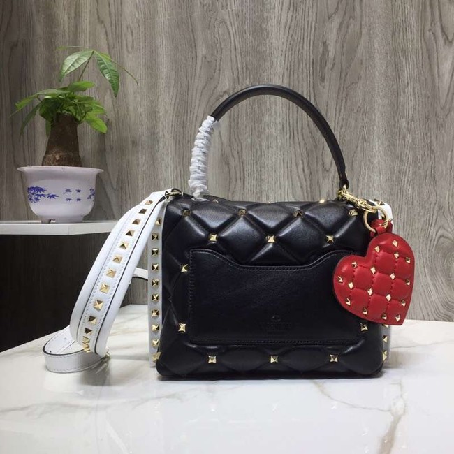 VALENTINO Candy Rockstud quilted leather shoulder bag 6019 black&white