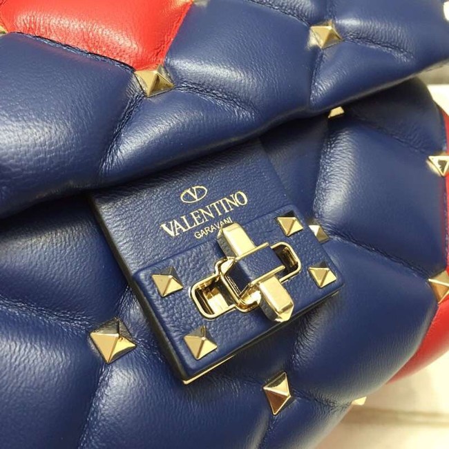 VALENTINO Candy Rockstud quilted leather shoulder bag 6019 blue&red